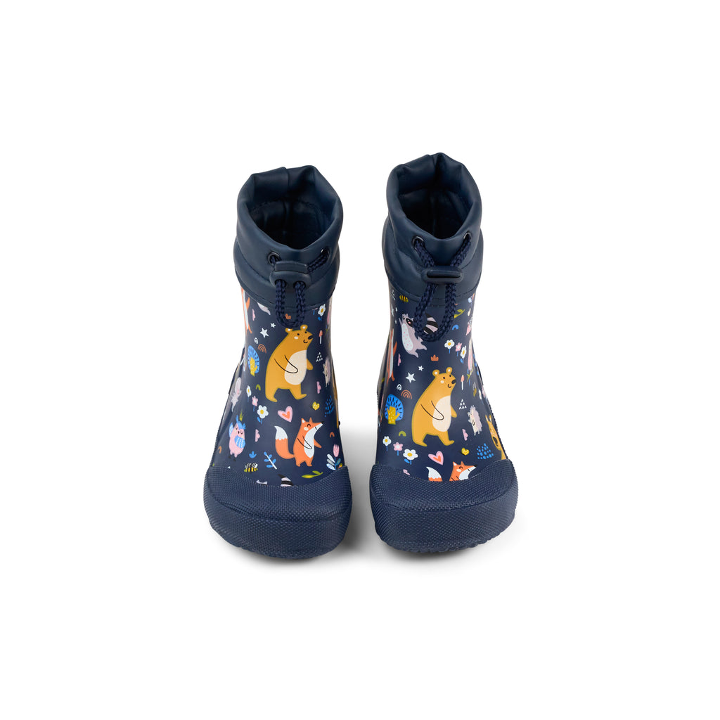 Koel Wibi Bear Blue - botas de agua respetuosas de primeros pasos azules con estampado de ositos