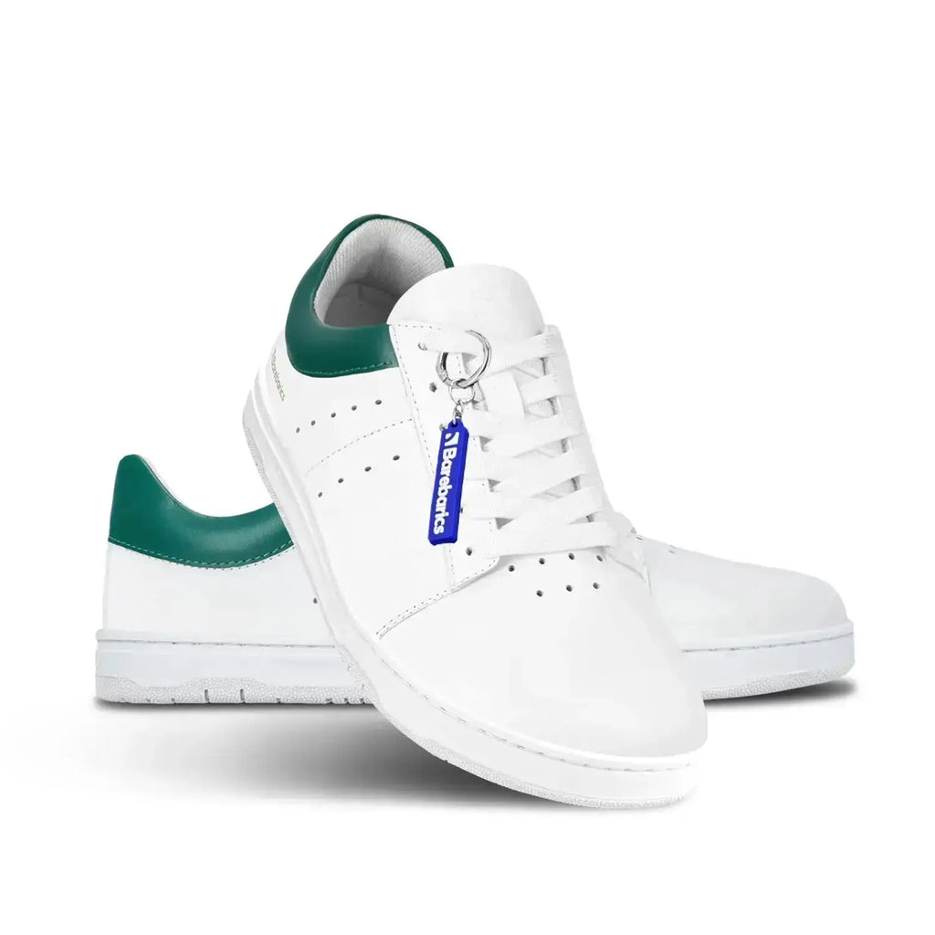 Barebarics - Enigma White & Dark Green - Zapatillas barefoot unisex blanco y verde