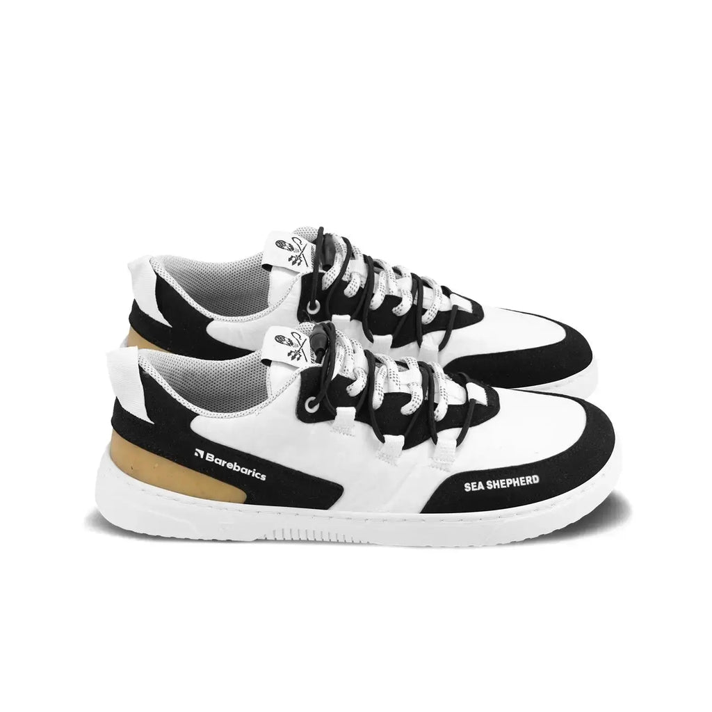 Barebarics - Revive X Sea Shepherd Orca - Zapatillas barefoot unisex blanco y negro