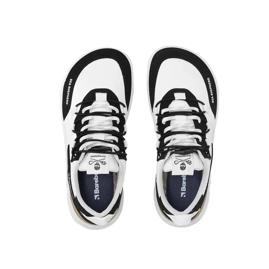 Barebarics - Revive X Sea Shepherd Orca - Zapatillas barefoot unisex blanco y negro