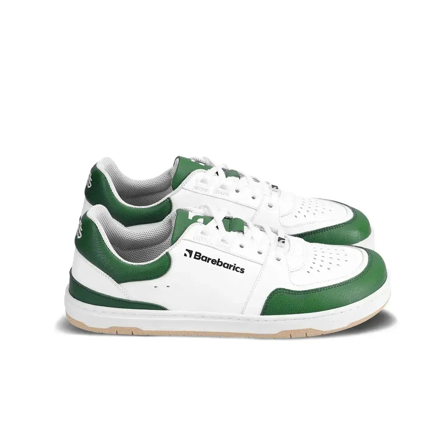 Barebarics - Wave White & Dark Green - Zapatillas barefoot unisex blanco y verde