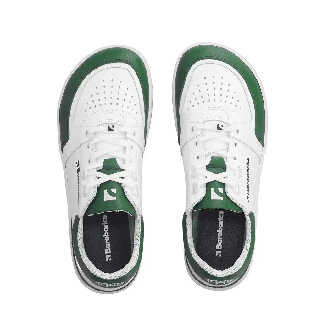 Barebarics - Wave White & Dark Green - Zapatillas barefoot unisex blanco y verde