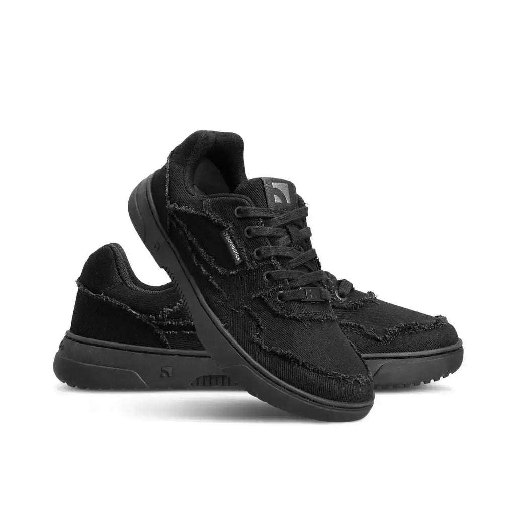 Barebarics - Zing All Black Denim - Zapatillas barefoot unisex negras de tela vaquera