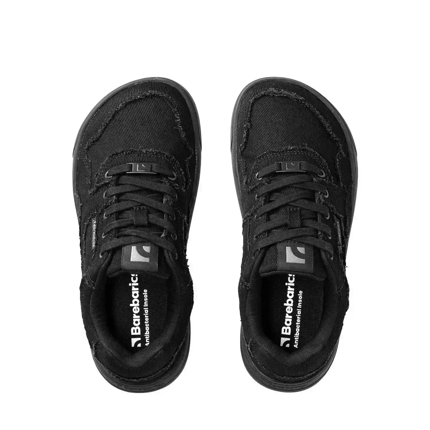 Barebarics - Zing All Black Denim - Zapatillas barefoot unisex negras de tela vaquera