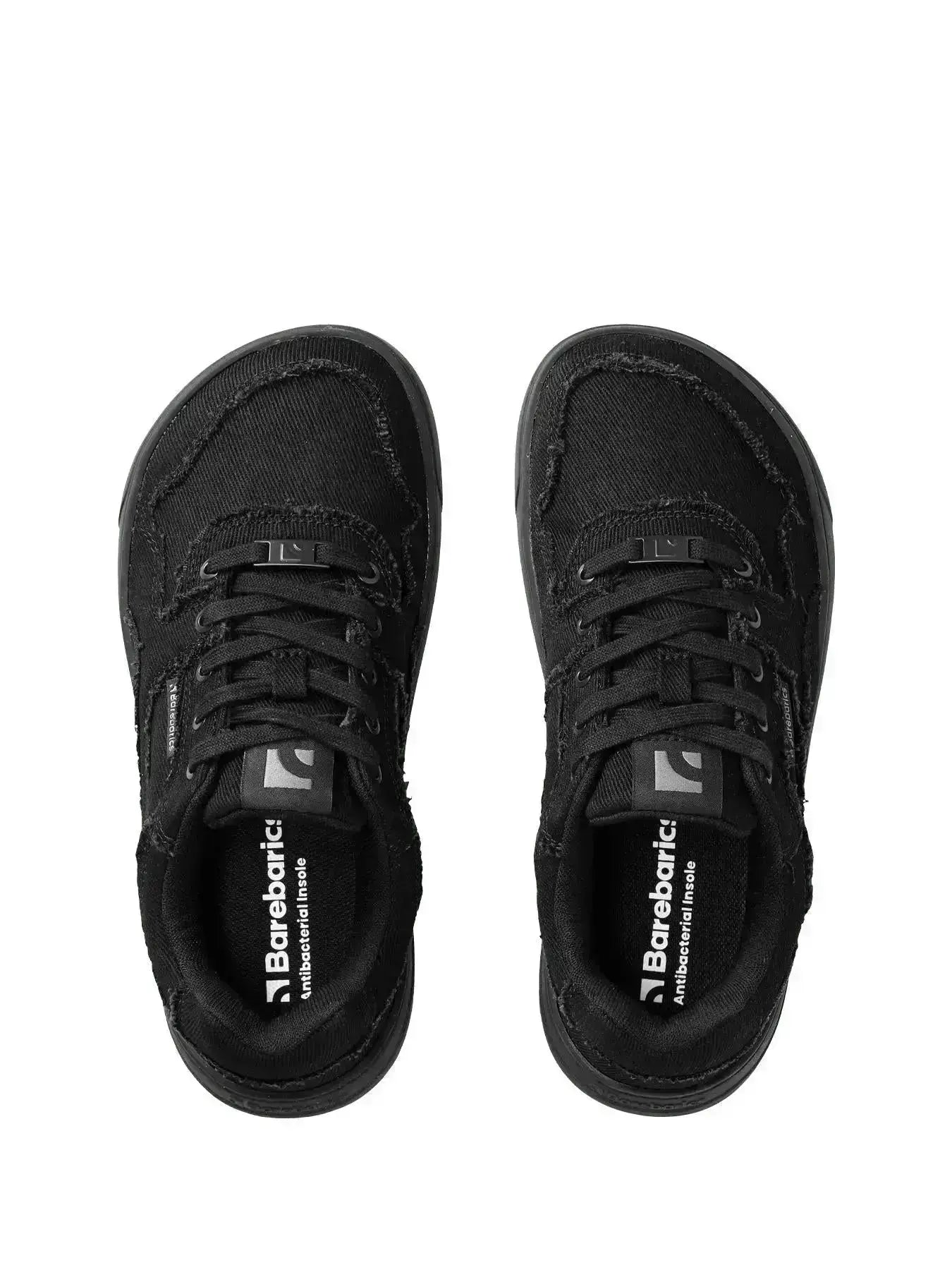 Barebarics - Zing All Black Denim - Zapatillas barefoot unisex negras de tela vaquera
