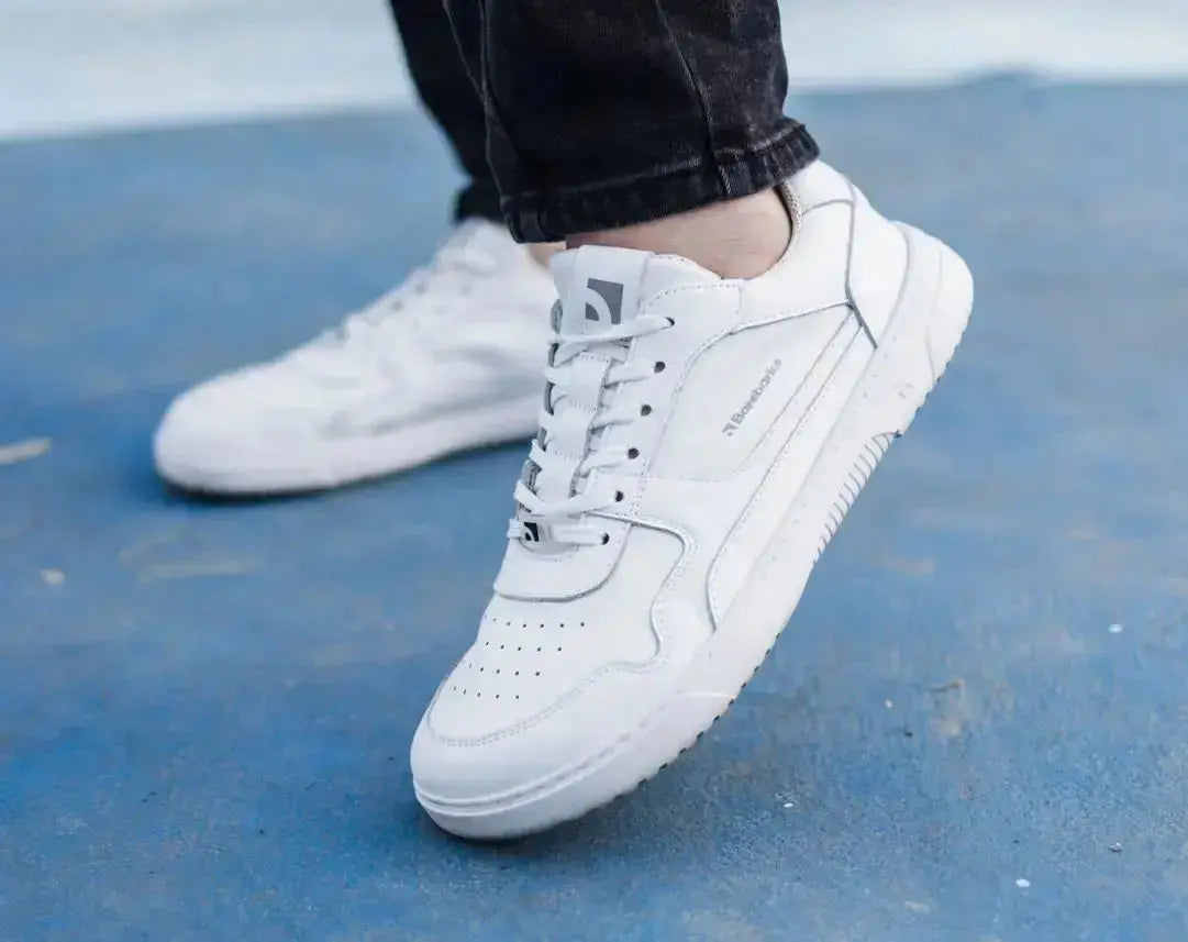 Barebarics - Zing All White Leather - Zapatillas barefoot unisex blancas