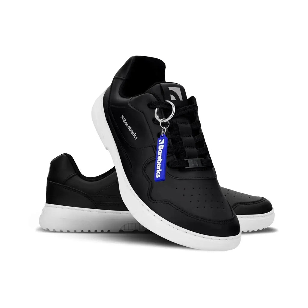 Barebarics - Zing Black & White Leather - Zapatillas barefoot unisex negras