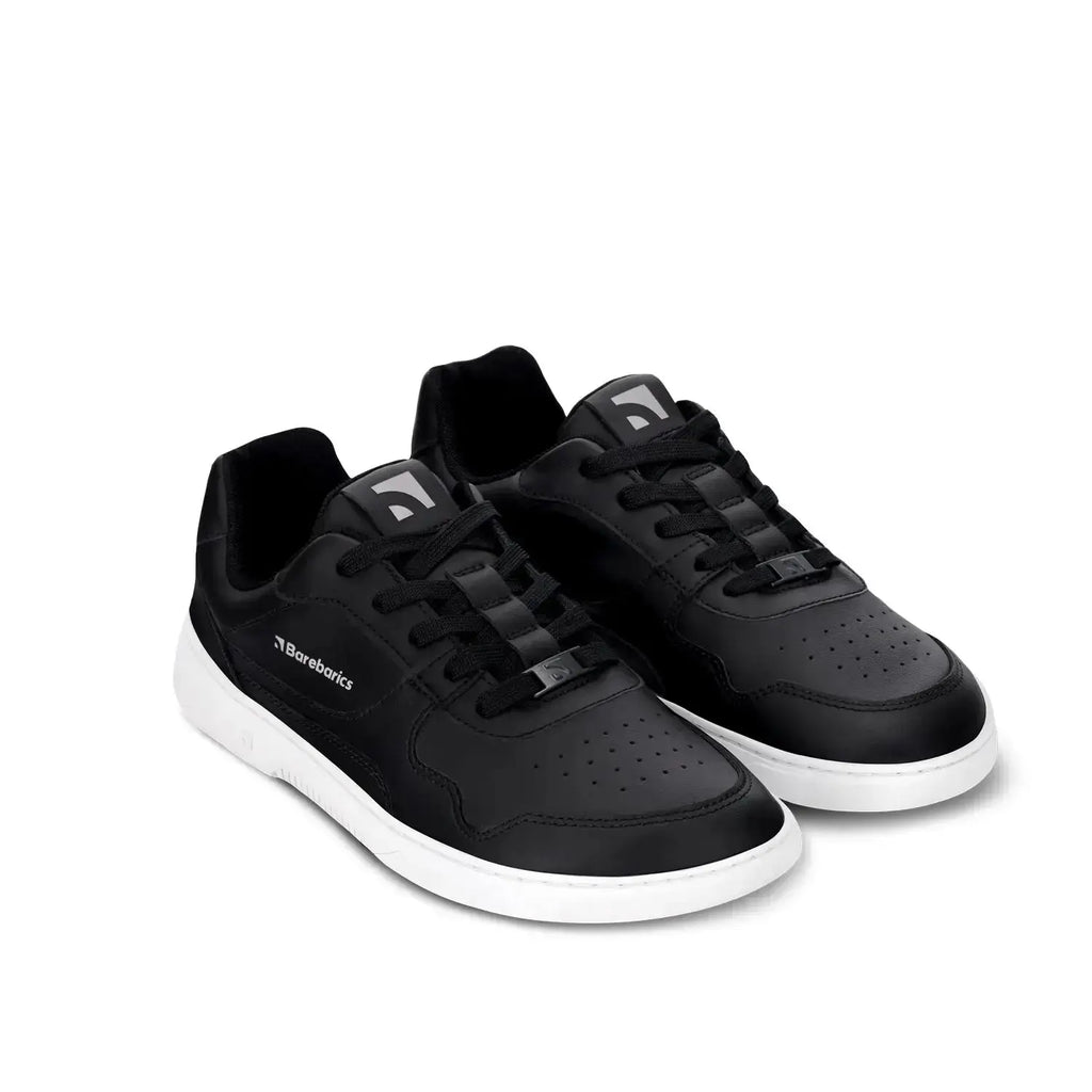 Barebarics - Zing Black & White Leather - Zapatillas barefoot unisex negras
