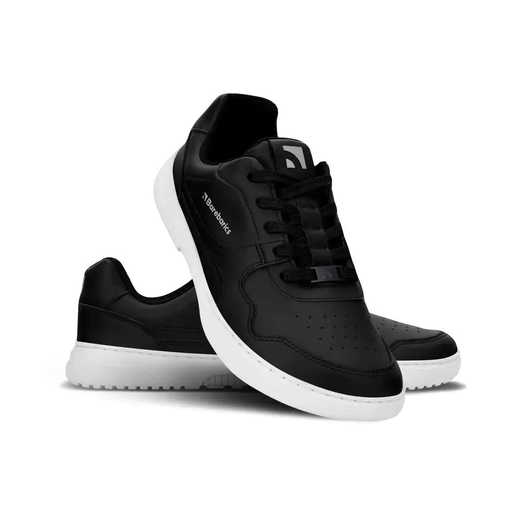 Barebarics - Zing Black & White Leather - Zapatillas barefoot unisex negras
