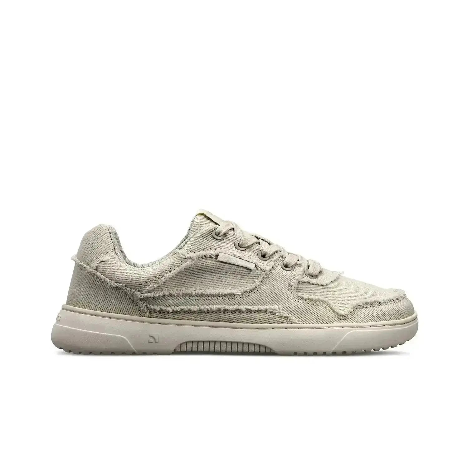 Barebarics - Zing Cream White Denim - Zapatillas barefoot unisex beige de tela vaquera