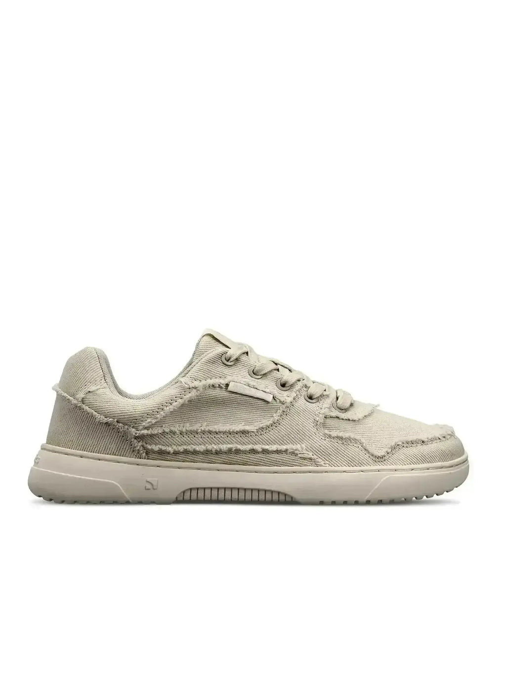 Barebarics - Zing Cream White Denim - Zapatillas barefoot unisex beige de tela vaquera