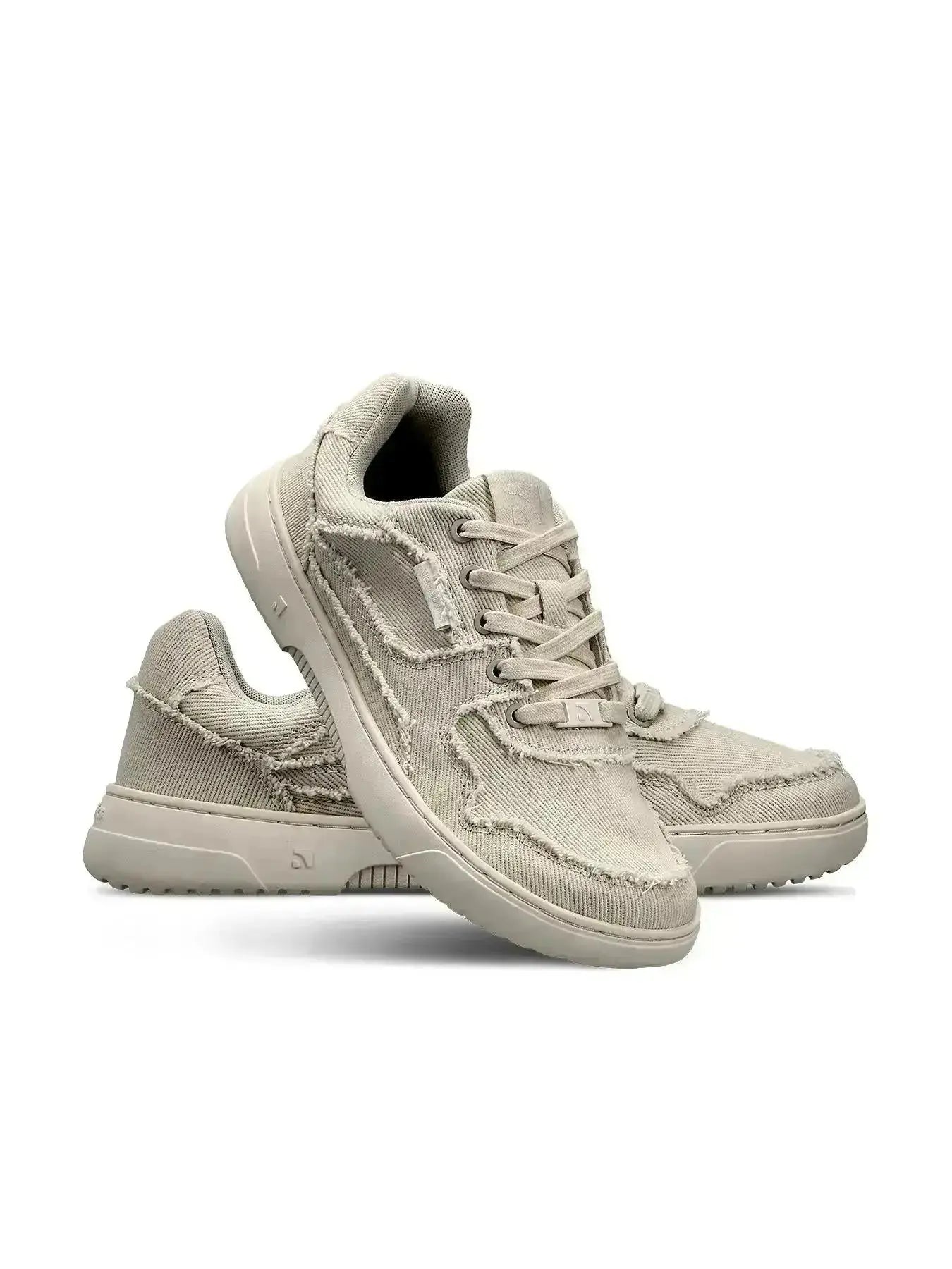 Barebarics - Zing Cream White Denim - Zapatillas barefoot unisex beige de tela vaquera