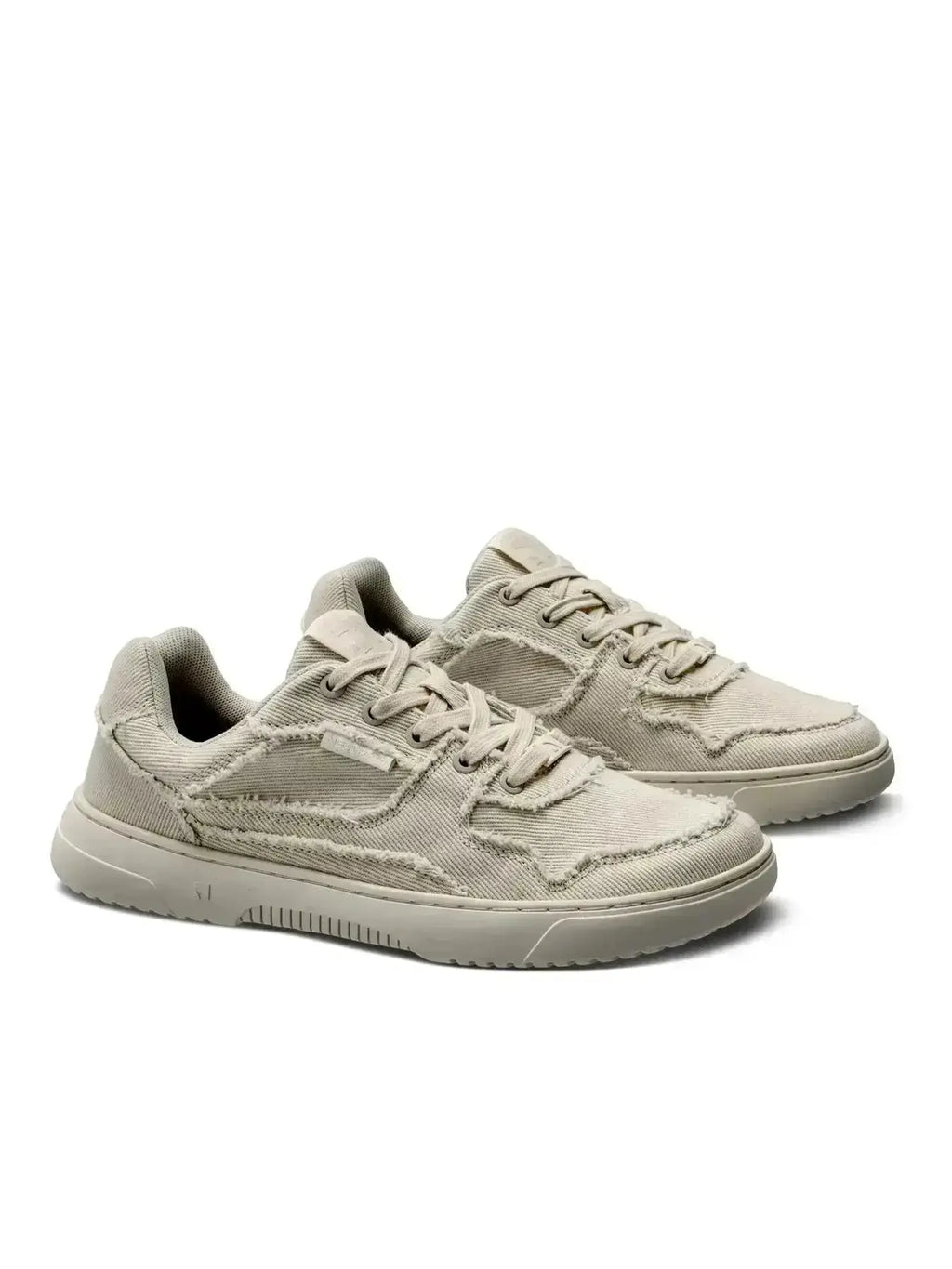 Barebarics - Zing Cream White Denim - Zapatillas barefoot unisex beige de tela vaquera