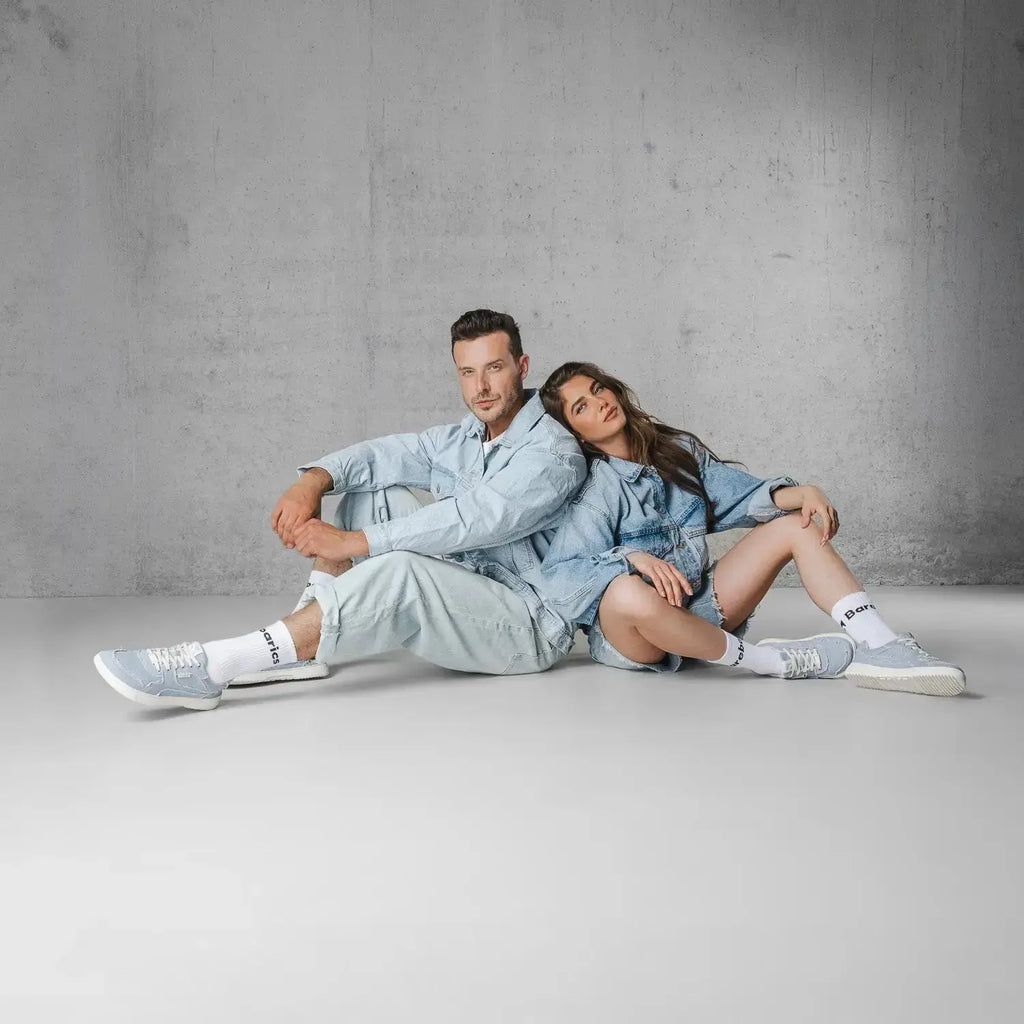 Barebarics - Zing Denim Light Blue - Zapatillas barefoot unisex azules de tela vaquera