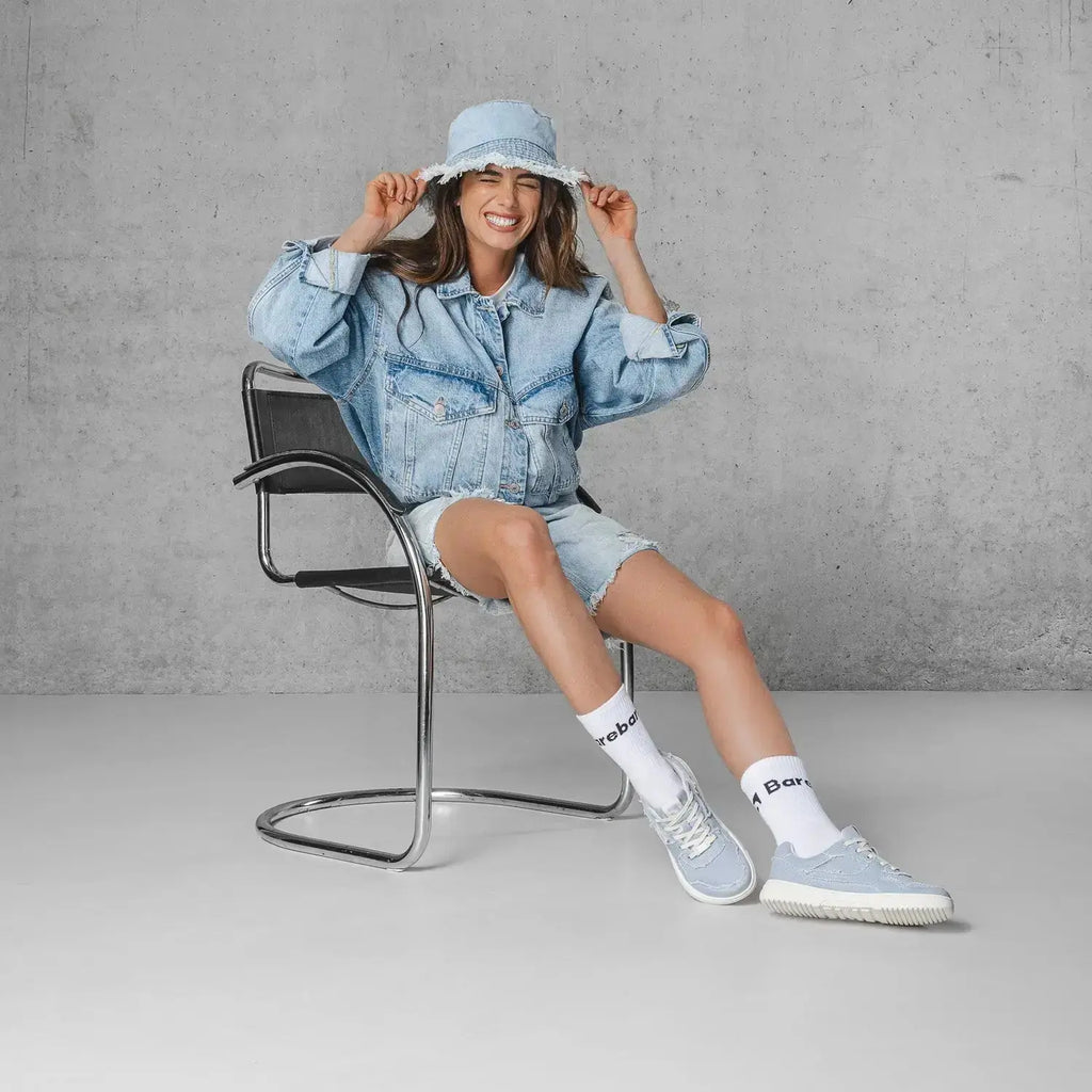 Barebarics - Zing Denim Light Blue - Zapatillas barefoot unisex azules de tela vaquera
