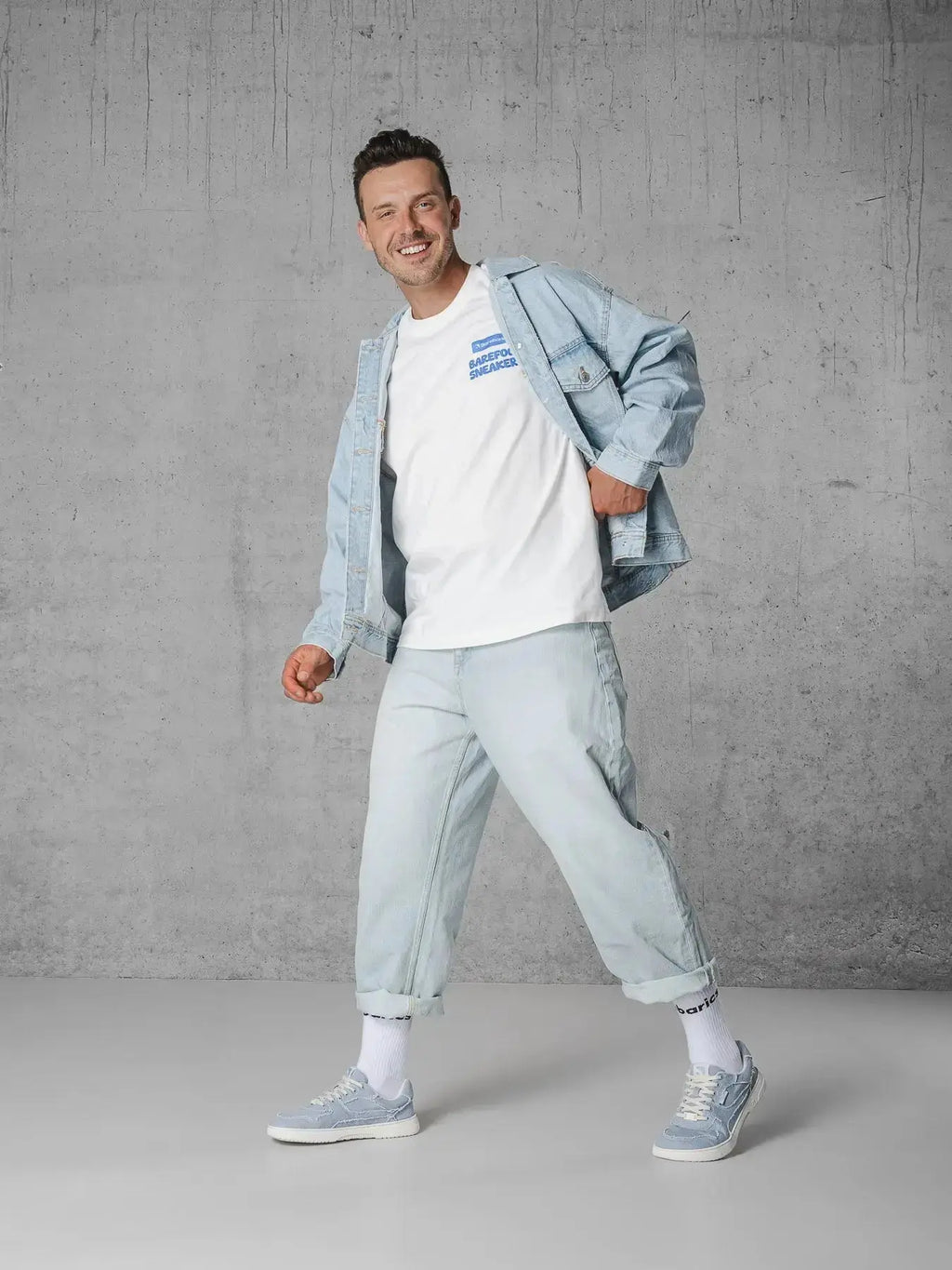Barebarics - Zing Denim Light Blue - Zapatillas barefoot unisex azules de tela vaquera