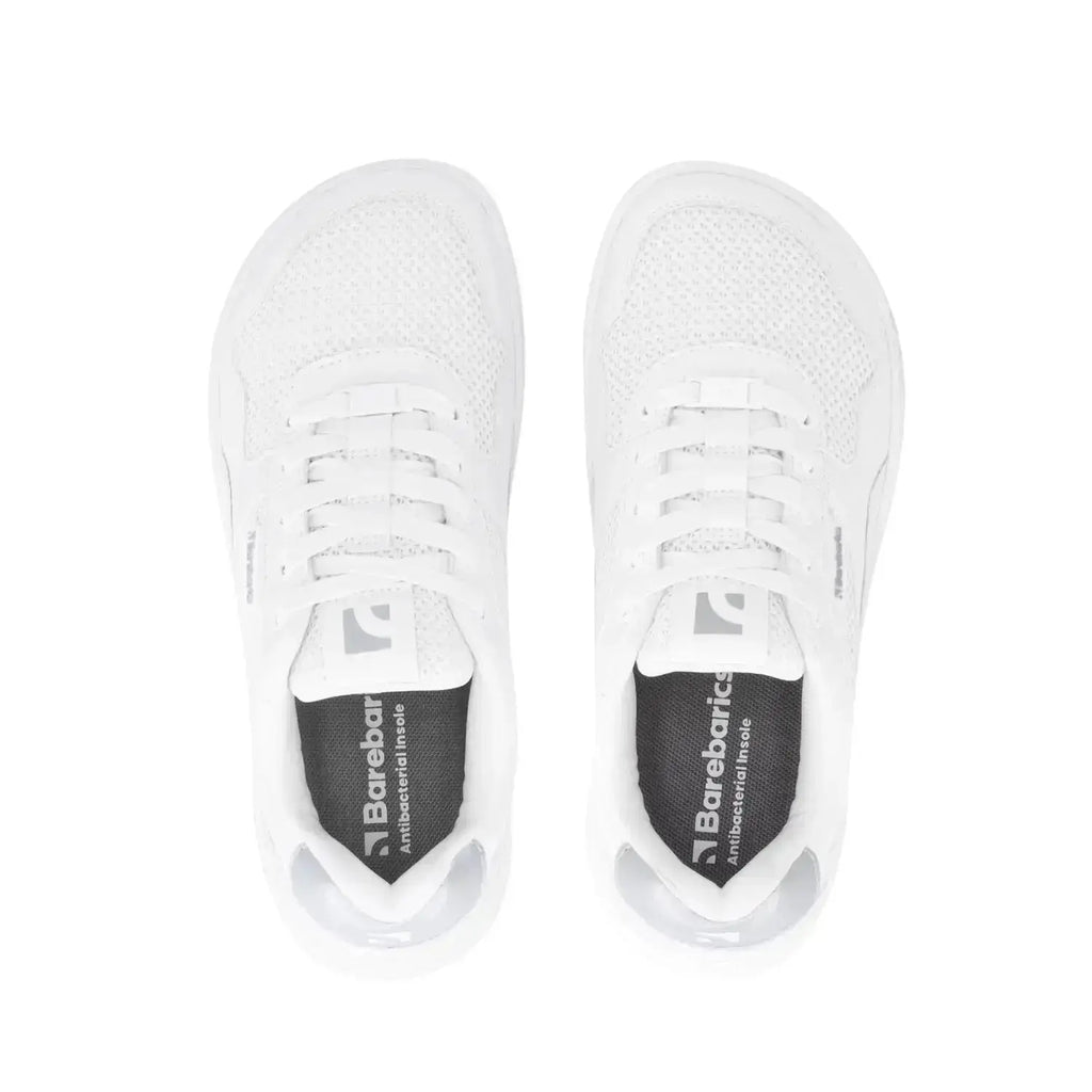 Barebarics - Zing Fresh White & Silver - Zapatillas barefoot frescas unisex blanco y plata