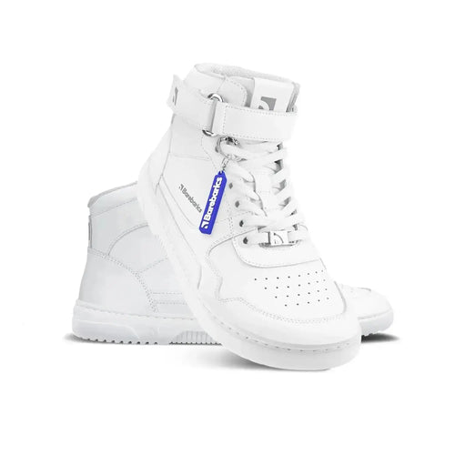 Barebarics - Zing High Top All White Leather - Zapatillas barefoot de caña alta unisex blancas