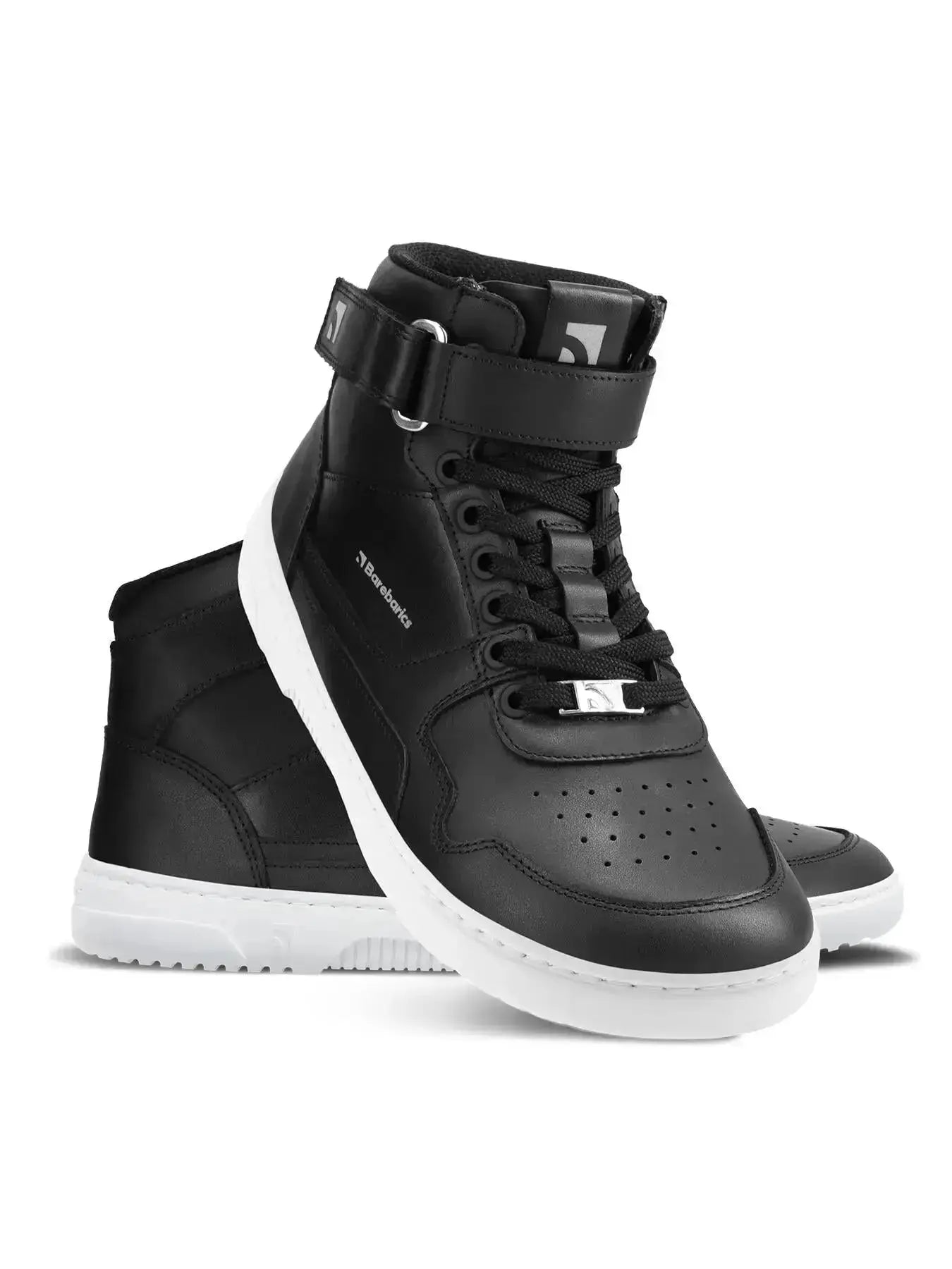 Barebarics - Zing High Top Cuir Noir & Blanc - Bottines de sport barefoot