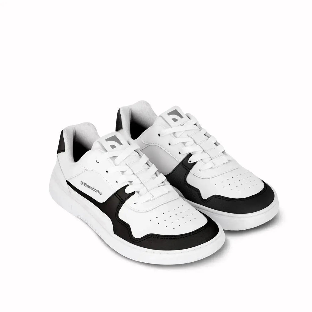 Barebarics - Zing Cuir Blanc & Noir - Chaussures barefoot