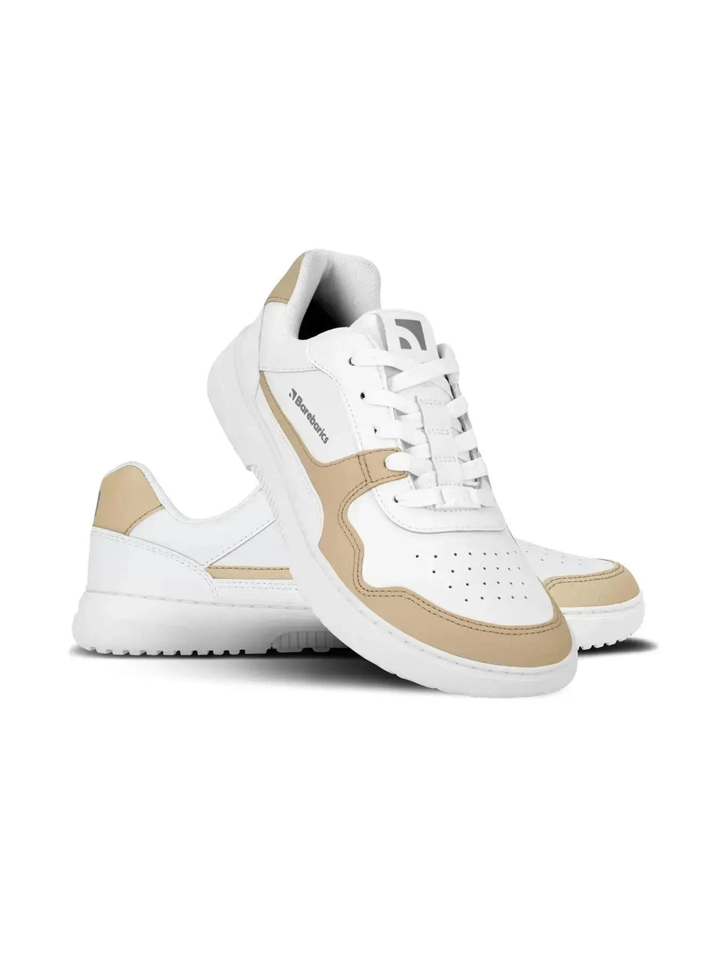 Barebarics - Zing White & Cream Leather - Zapatillas barefoot unisex blanco y beige