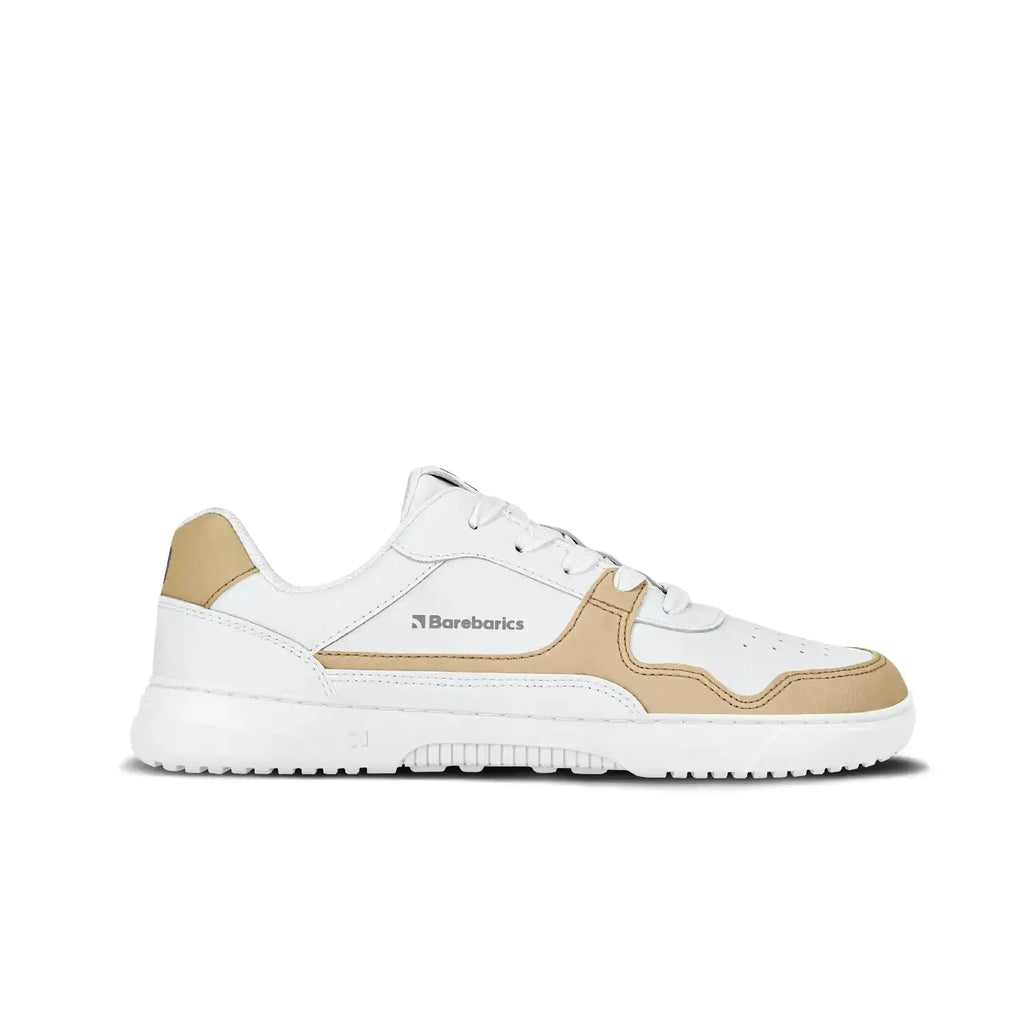 Barebarics - Zing White & Cream Leather - Zapatillas barefoot unisex blanco y beige
