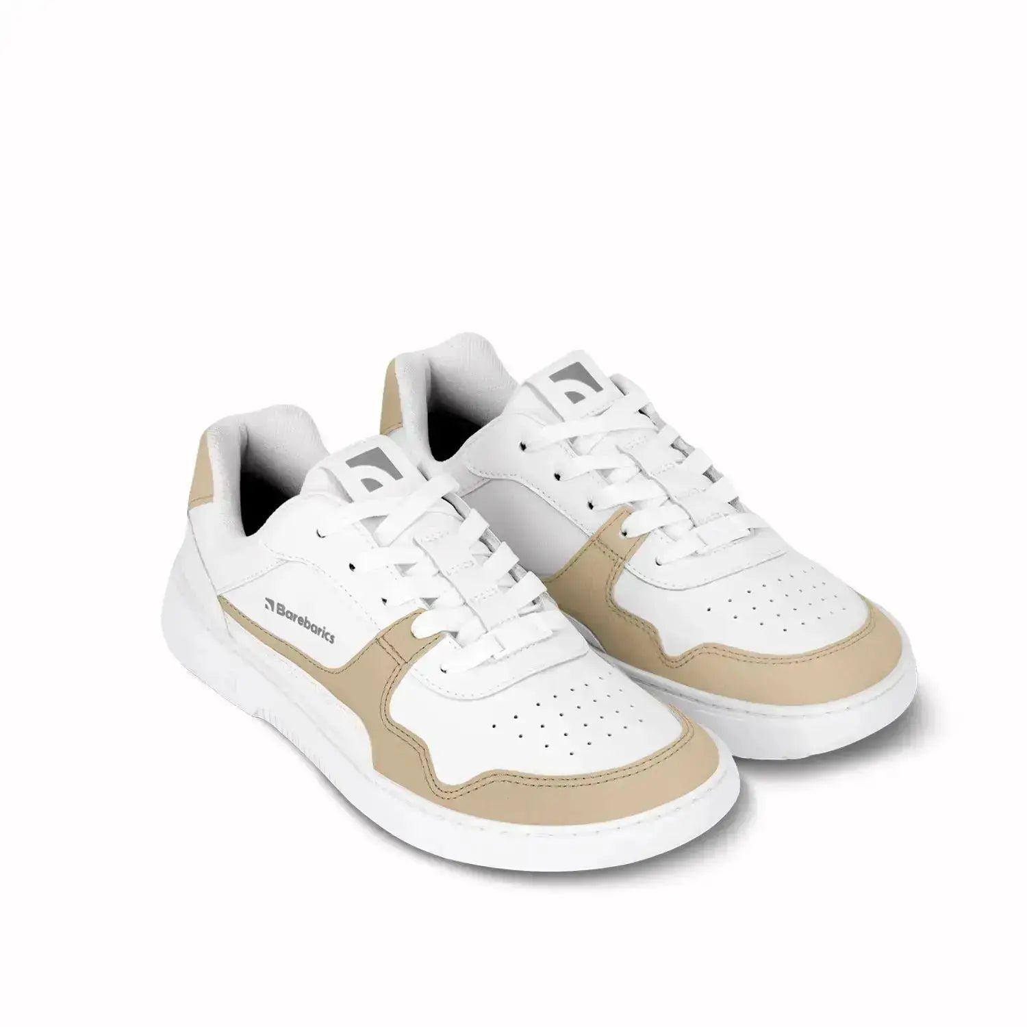 Barebarics - Zing White & Cream Leather - Zapatillas barefoot unisex blanco y beige