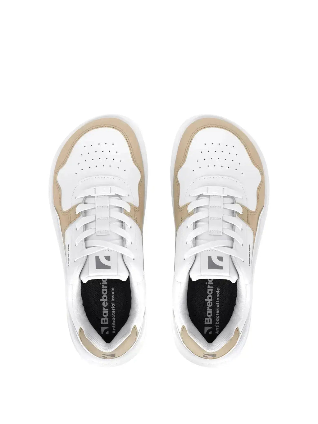 Barebarics - Zing White & Cream Leather - Zapatillas barefoot unisex blanco y beige