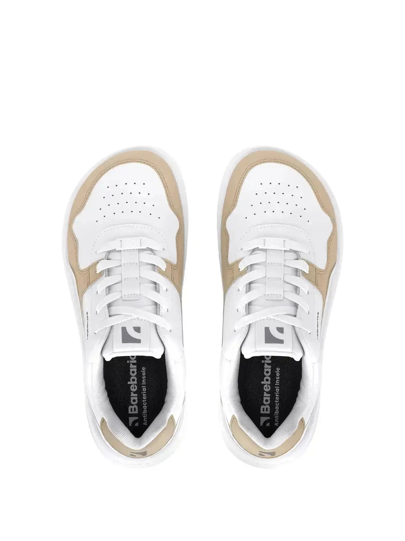 Barebarics - Zing White & Cream Leather - Zapatillas barefoot unisex blanco y beige