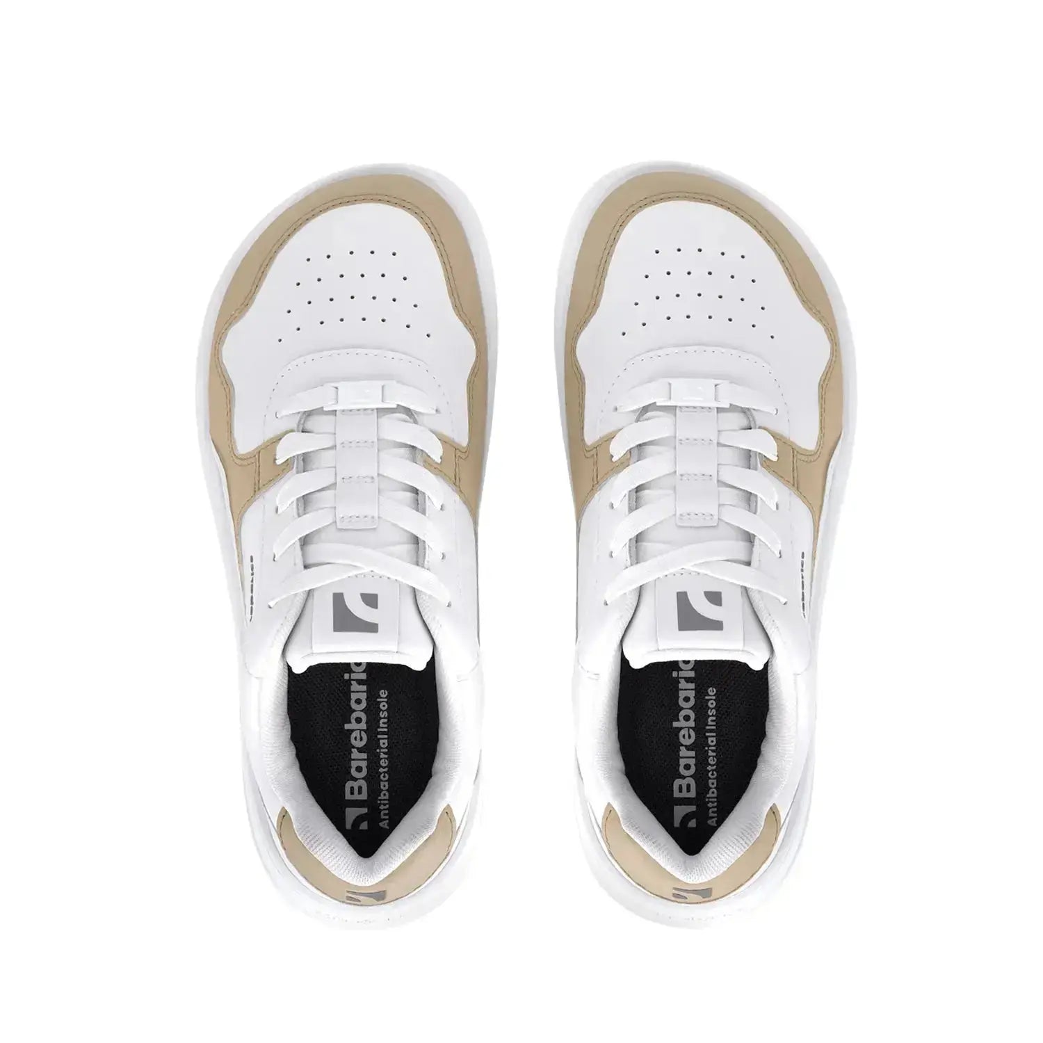 Barebarics - Zing White & Cream Leather - Zapatillas barefoot unisex blanco y beige