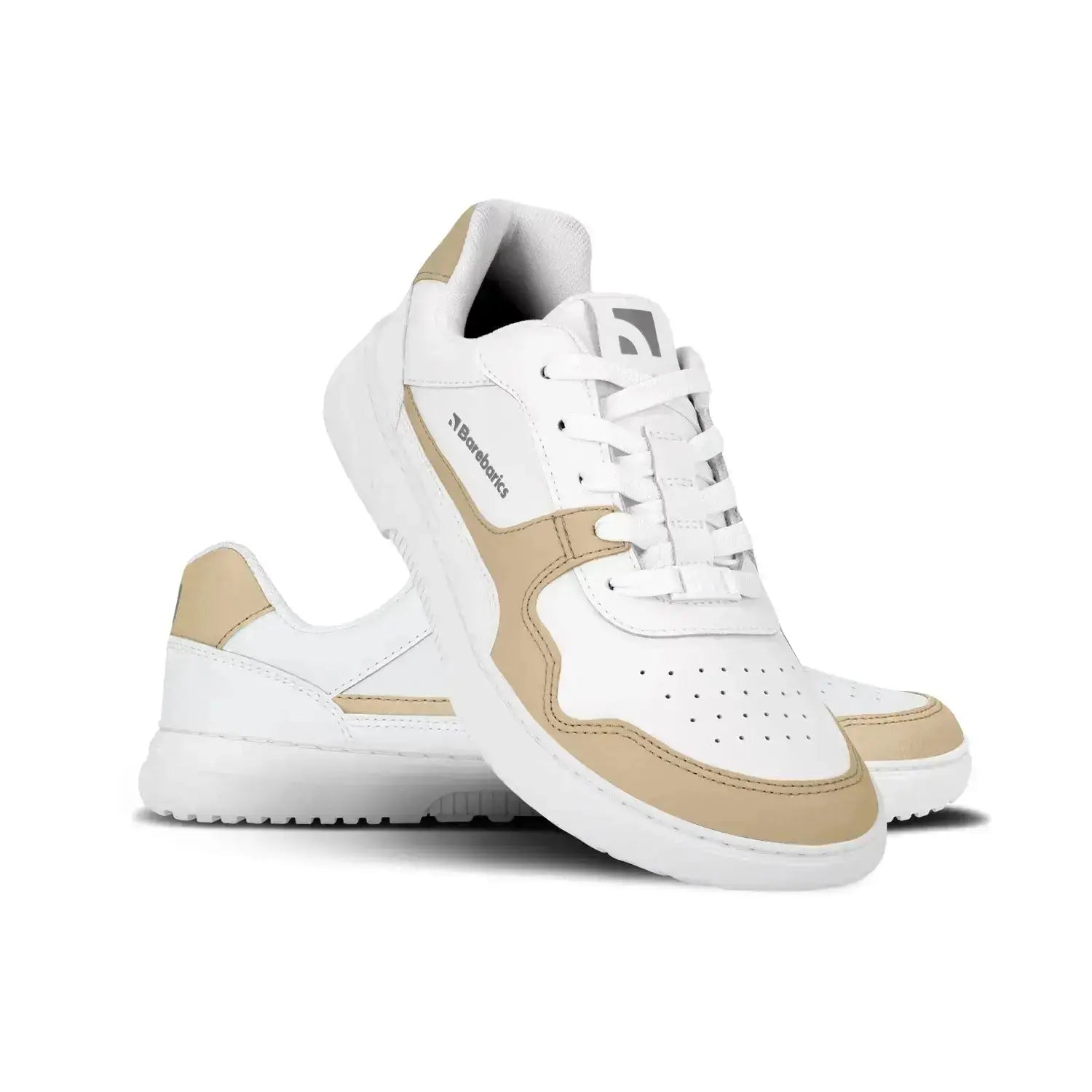 Barebarics - Zing White & Cream Leather - Zapatillas barefoot unisex blanco y beige