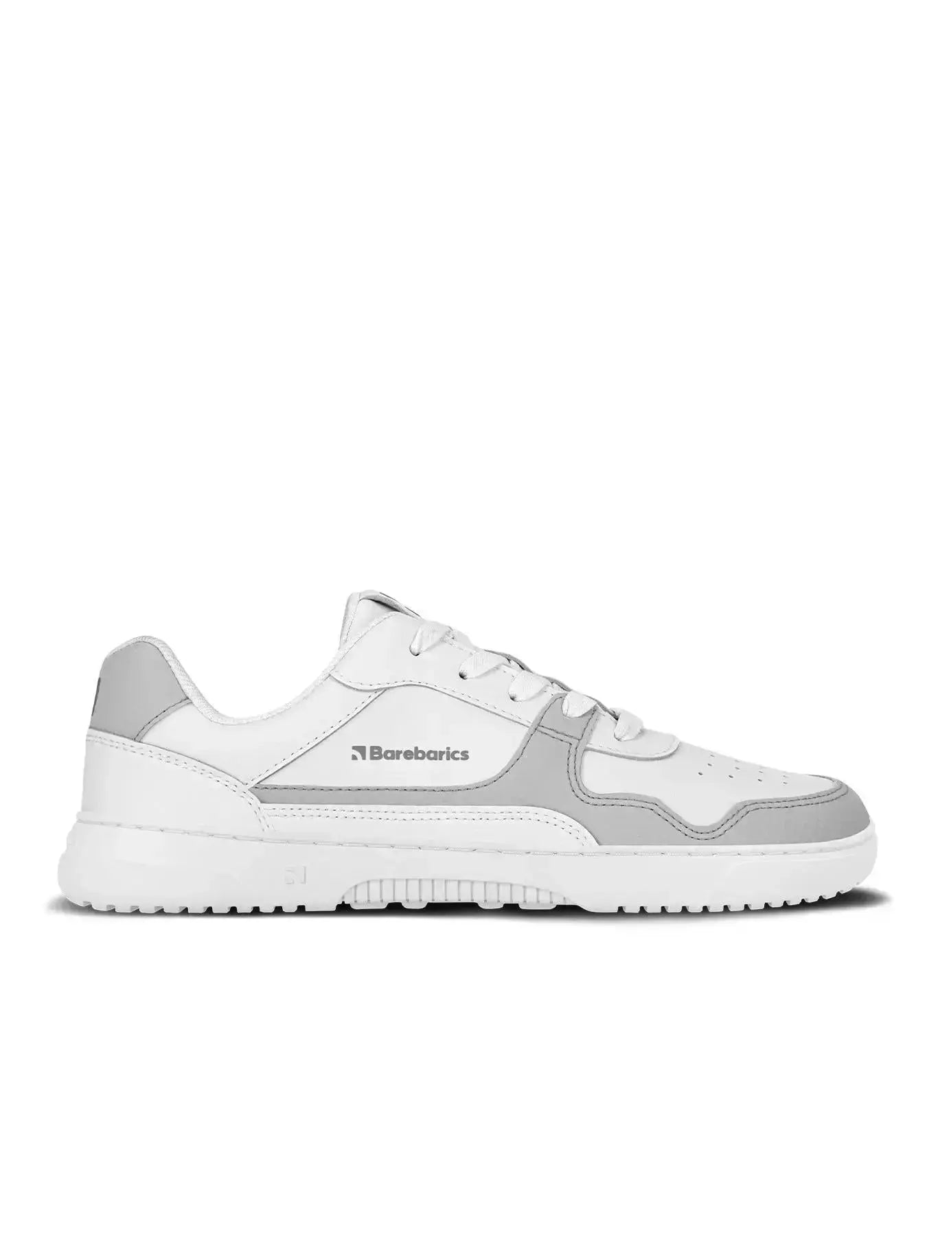 Barebarics - Zing White & Light Grey Leather - Zapatillas barefoot unisex blanco y gris claro
