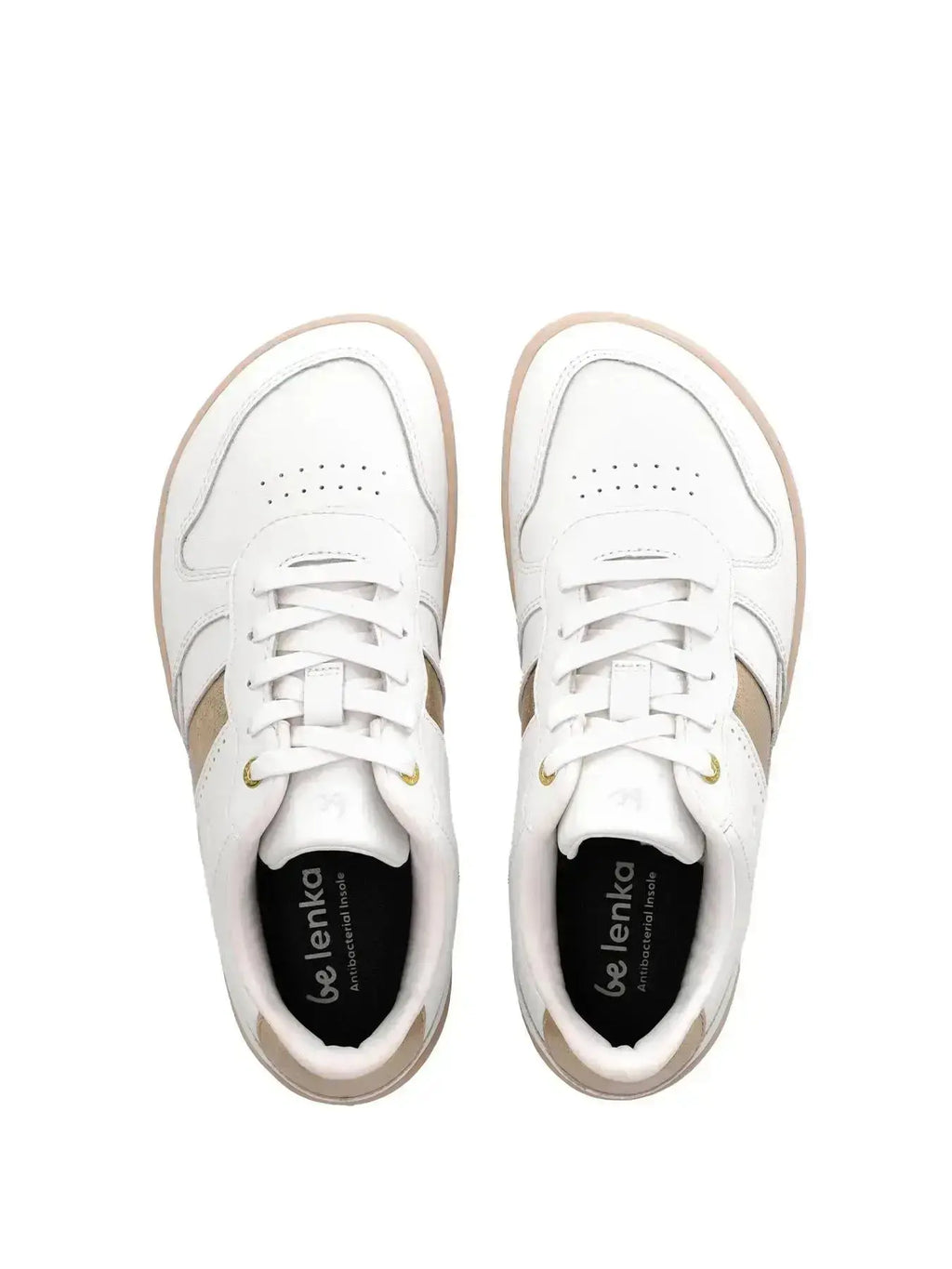 Be Lenka - Cellestia White & Gold - Zapatillas barefoot unisex blanco y dorado