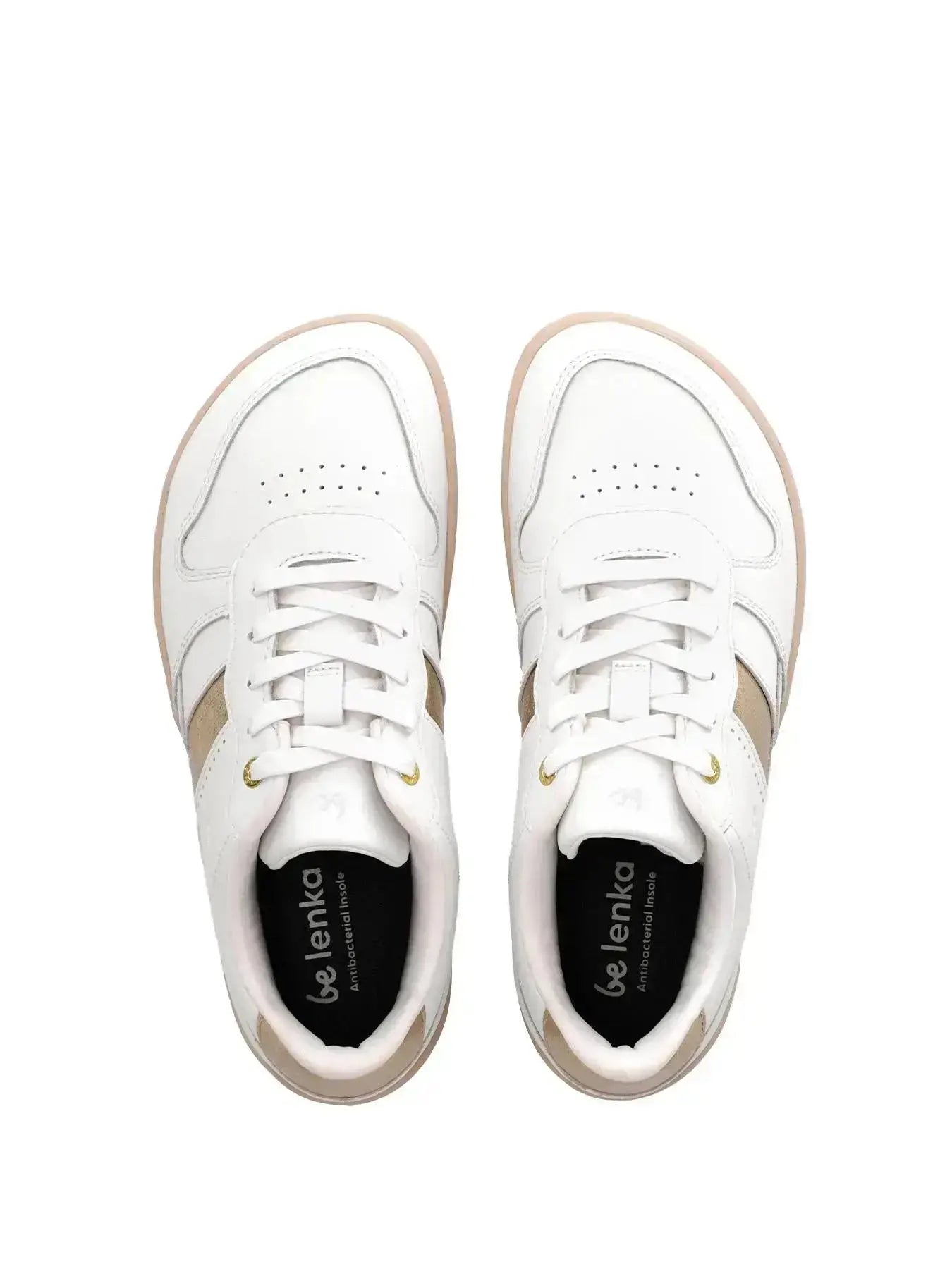 Be Lenka - Cellestia White & Gold - Zapatillas barefoot unisex blanco y dorado