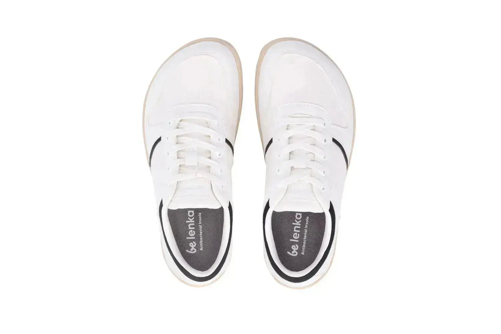 Be Lenka - Echo White & Black Vegan - Zapatillas barefoot unisex veganas blanco y negro