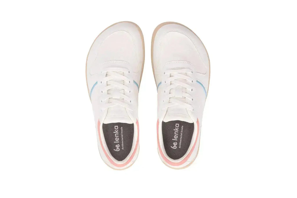 Be Lenka - Echo White & Cotton Candy Vegan - Zapatillas barefoot unisex veganas blanco y rosa