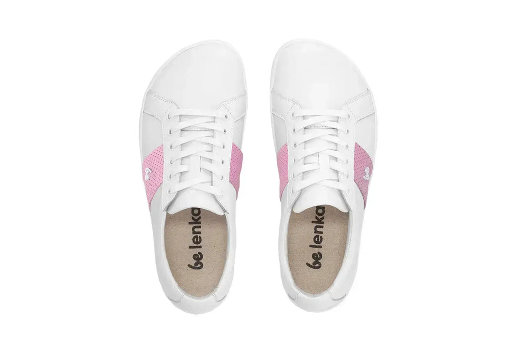 Be Lenka - Elite White & Pink - Zapatillas barefoot unisex blanco y rosa