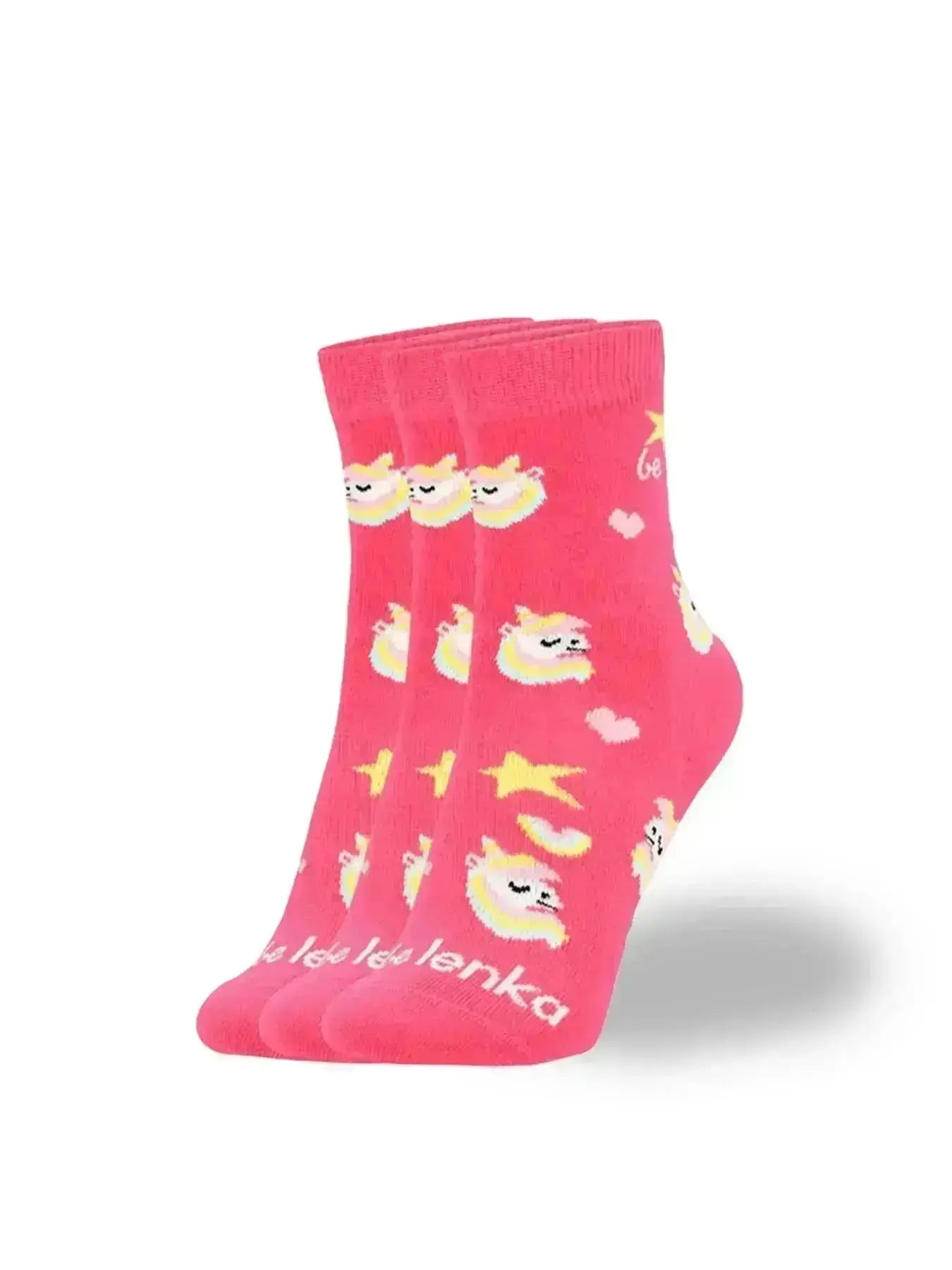 Be Lenka Kids - Lot de 3 paires de chaussettes barefoot Crew Unicorn BubleGum Rose