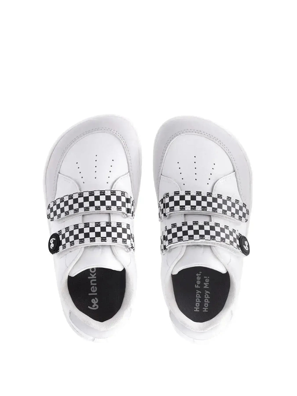 Be Lenka Kids - Energise White & Checkerboard - Zapatillas barefoot infantiles blancas