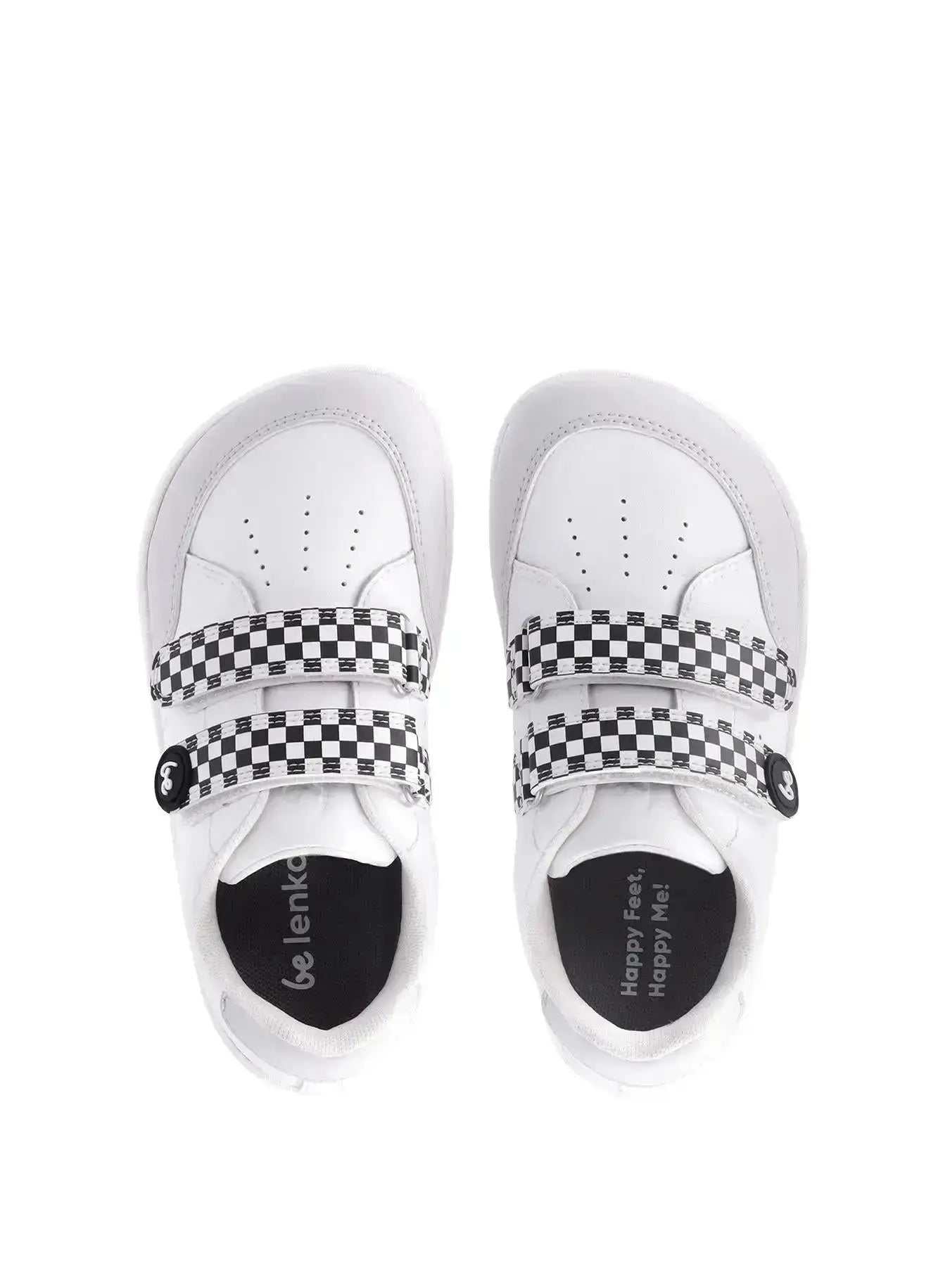 Be Lenka Kids - Energise White & Checkerboard - Zapatillas barefoot infantiles blancas