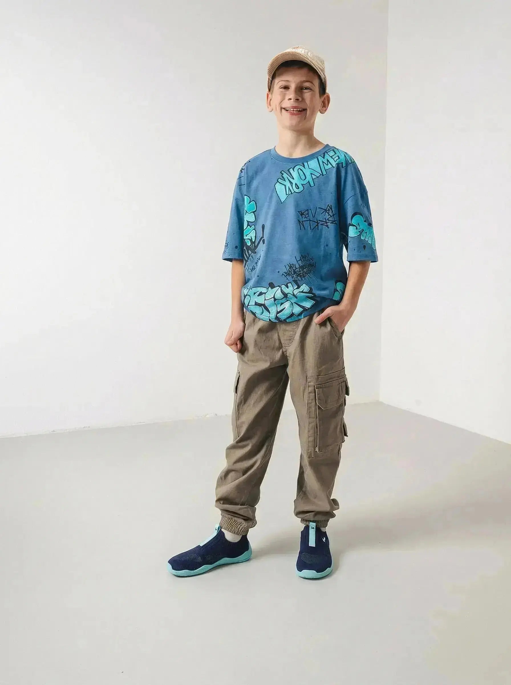 Be Lenka Kids - Luppo Junior Bleu & Aqua - Chaussures minimalistes à enfiler