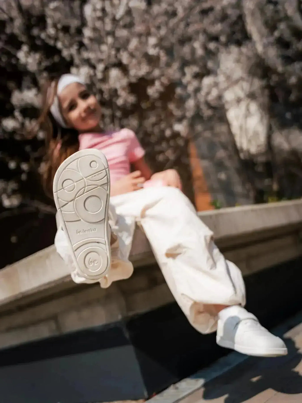 Be Lenka Kids - Scoot All White - Zapatillas colegiales barefoot infantiles blancas