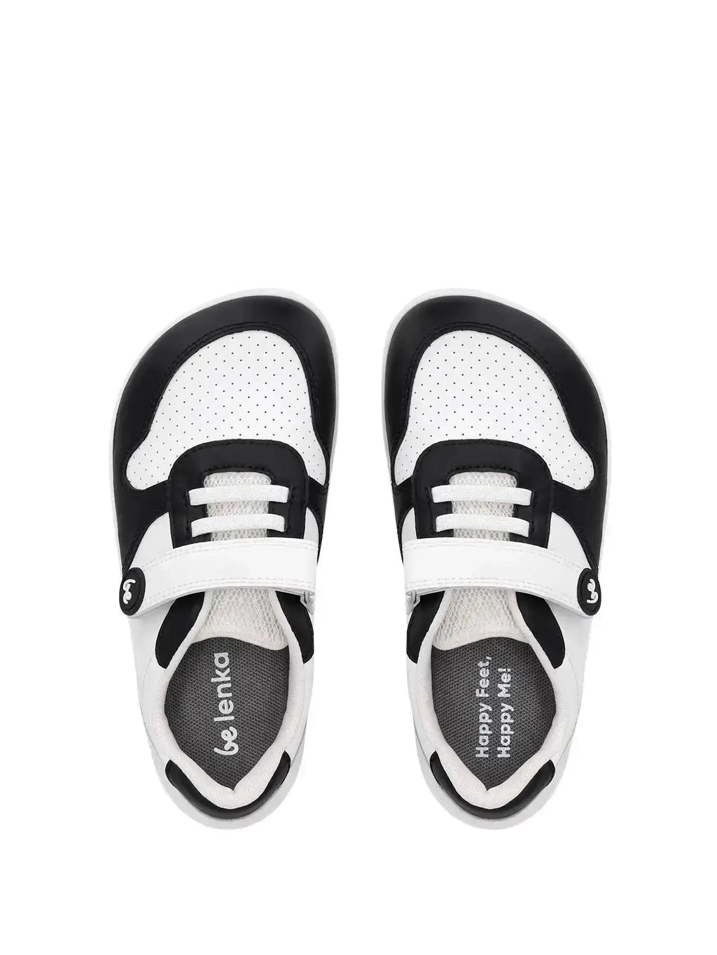 Be Lenka Kids - Scoot White & Black - Zapatillas Barefoot infantiles blancas y negras