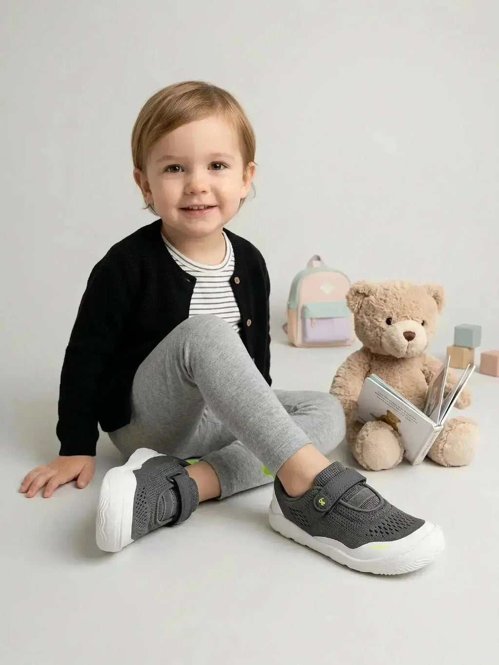 Be Lenka - Nubo Preschool Grey - Zapatillas respetuosas primeros pasos grises