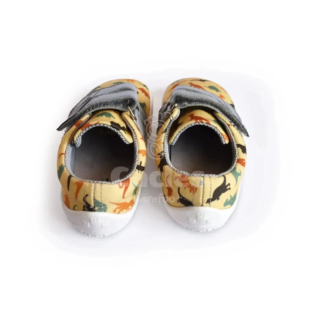Beda - BF 0001/TEX/W Dinosaur - Lonetas Barefoot infantiles amarillas de dinosaurios
