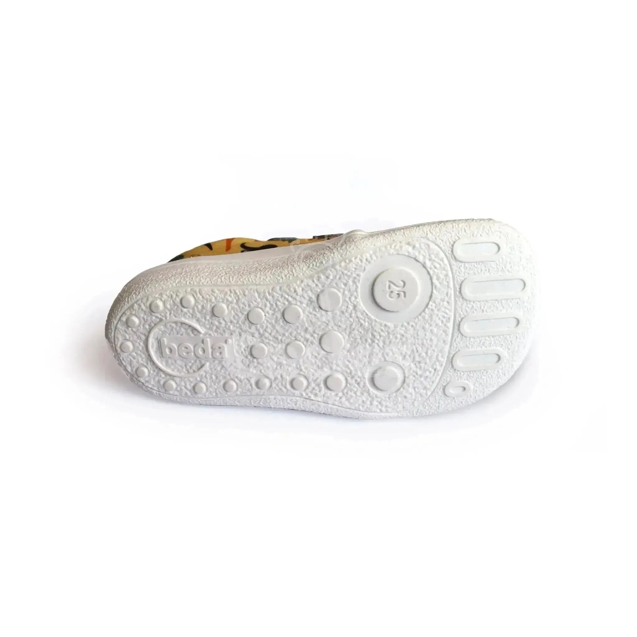 Beda - BF 0001/TEX/W Dinosaur - Lonetas Barefoot infantiles amarillas de dinosaurios