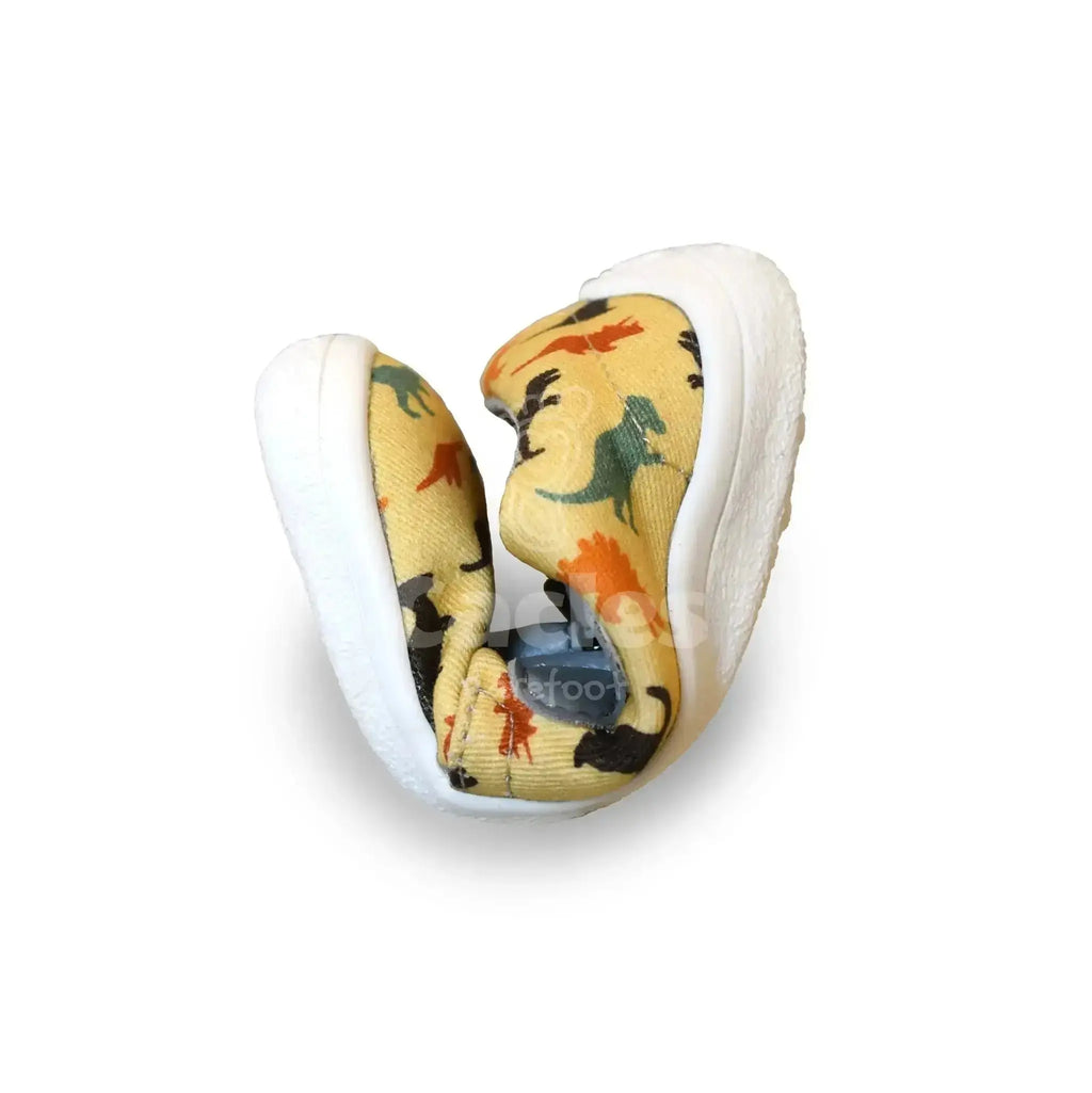 Beda - BF 0001/TEX/W Dinosaur - Lonetas Barefoot infantiles amarillas de dinosaurios