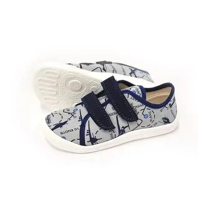 Beda - BFN 170040/TEX/W Aeroplane - Lonetas Barefoot infantiles grises de aviones