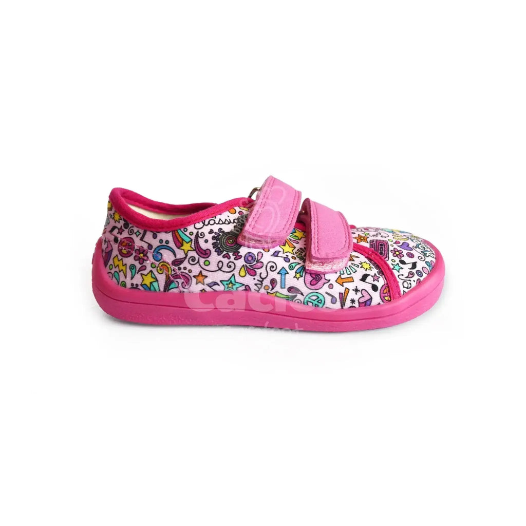Beda - BFN 170040/TEX/W Music - Lonetas Barefoot infantiles rosas con estampado de música