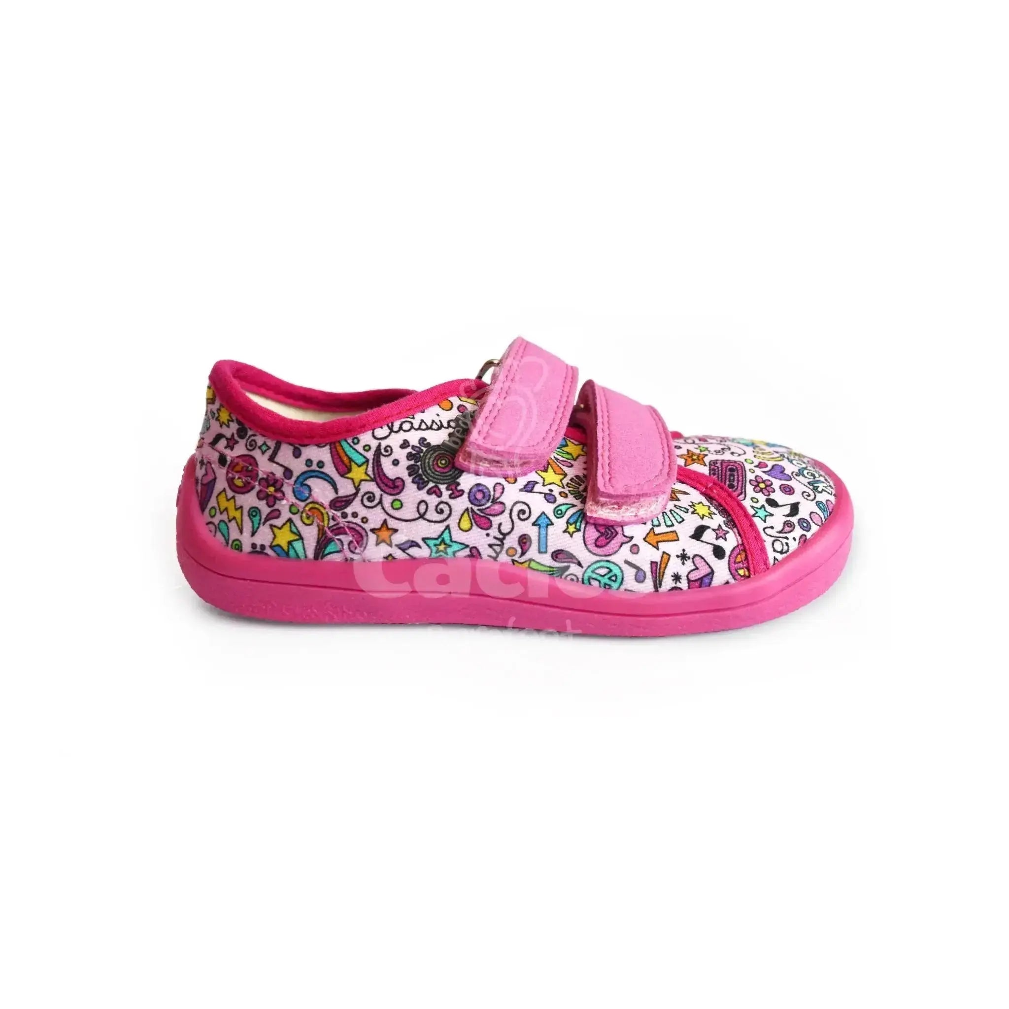 Beda - BFN 170040/TEX/W Music - Lonetas Barefoot infantiles rosas con estampado de música